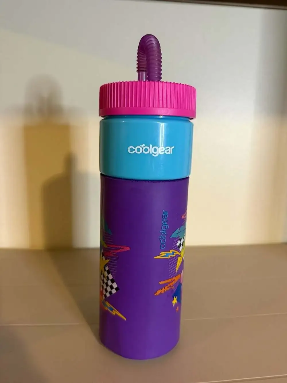 Cool Gear 24oz Retro Squishy Water Bottle with Palm Tree Design and Resealable S